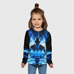 Лонгслив детский Плавание брассом в черном бассейне, цвет: 3D-принт — фото 2