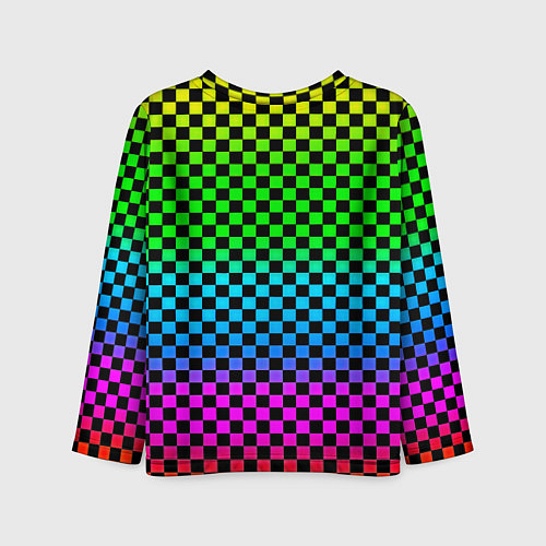 Детский лонгслив Monster energy неоновая клетка / 3D-принт – фото 2