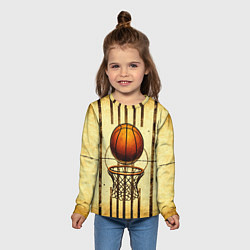Лонгслив детский Кольцо с баскетбольным мячом, цвет: 3D-принт — фото 2