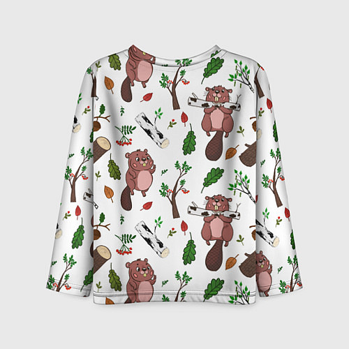 Детский лонгслив Бобер и полено / 3D-принт – фото 2