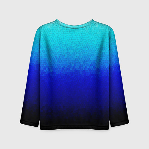 Детский лонгслив Градиент мозаика из голубого в чёрный / 3D-принт – фото 2