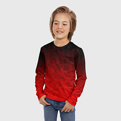 Лонгслив детский Чёрно-красный текстурный градиент, цвет: 3D-принт — фото 2