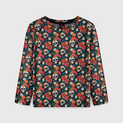 Детский лонгслив Черепа и цветы Santa Muerte