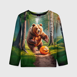 Лонгслив детский Колобок и медведь, цвет: 3D-принт