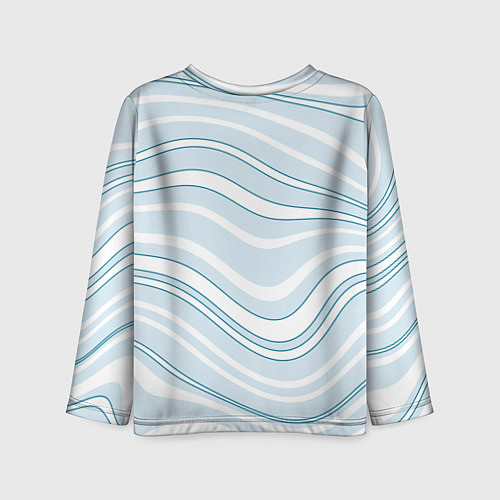 Детский лонгслив Светлый бело-голубой волнистые полосы / 3D-принт – фото 2