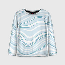Детский лонгслив Светлый бело-голубой волнистые полосы
