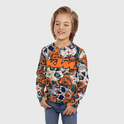 Лонгслив детский Оранжевые черепа КТМ, цвет: 3D-принт — фото 2