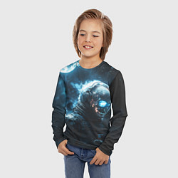 Лонгслив детский Скелет космонавта и полнолуние, цвет: 3D-принт — фото 2