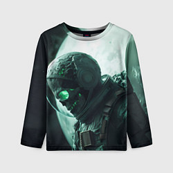 Лонгслив детский Скелет космонавта перед планетой, цвет: 3D-принт
