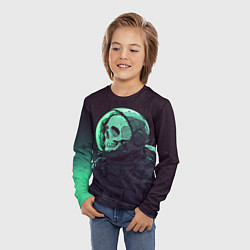 Лонгслив детский Скелет космонавта в зеленых оттенках, цвет: 3D-принт — фото 2