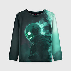 Лонгслив детский Скелет космонавта в дыму, цвет: 3D-принт