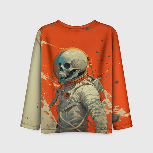 Детский лонгслив Скелет космонавт и краска на фоне / 3D-принт – фото 2