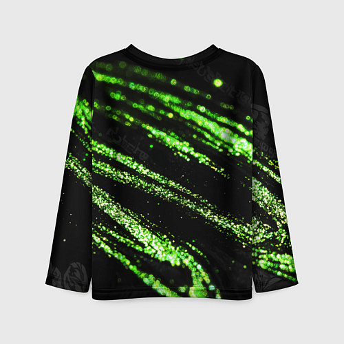 Детский лонгслив Зеленые блестки на черном / 3D-принт – фото 2