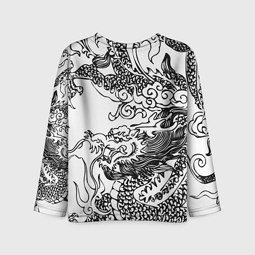 Детский лонгслив Татуировка дракона на белом / 3D-принт – фото 2