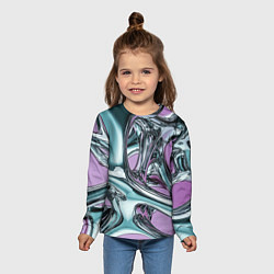 Лонгслив детский Металлическая абстракция на фиолетовом фоне, цвет: 3D-принт — фото 2