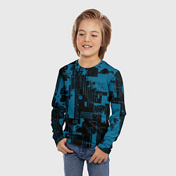 Лонгслив детский Чёрно-синий абстракция геомтеричный, цвет: 3D-принт — фото 2