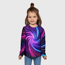 Лонгслив детский Неоновый вихрь из светящихся линий, цвет: 3D-принт — фото 2