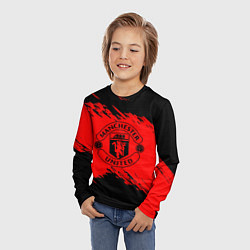 Лонгслив детский Манчестер юнайтед текстура краски, цвет: 3D-принт — фото 2