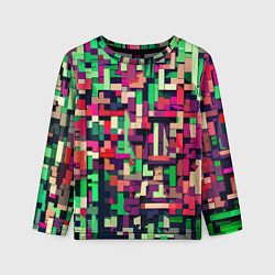 Лонгслив детский Зелёно-розовый геометричные фигуры, цвет: 3D-принт