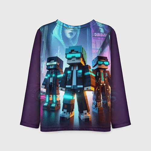 Детский лонгслив Minecraft - neon metropolis ai art / 3D-принт – фото 2