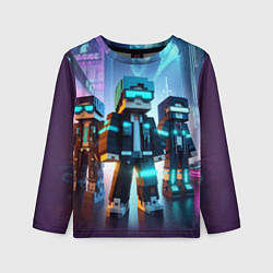 Детский лонгслив Minecraft - neon metropolis ai art