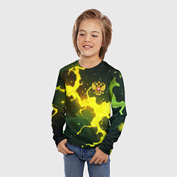 Лонгслив детский Герб России зеленый разлом, цвет: 3D-принт — фото 2