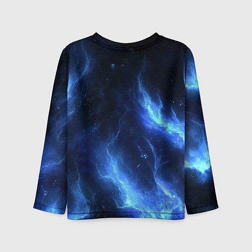 Детский лонгслив Герб России - синее пламя / 3D-принт – фото 2