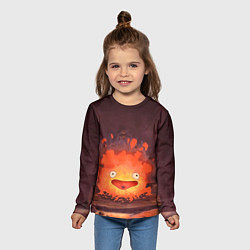 Лонгслив детский Кальцифер акварель, цвет: 3D-принт — фото 2