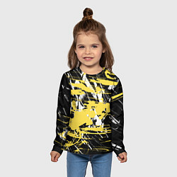 Лонгслив детский Желтая краска на черном, цвет: 3D-принт — фото 2