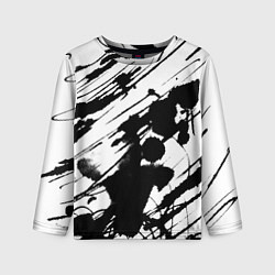 Лонгслив детский Брызги и штрихи черной краски, цвет: 3D-принт