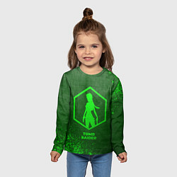 Лонгслив детский Tomb Raider - green gradient, цвет: 3D-принт — фото 2