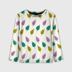 Лонгслив детский Листья на пятнах, цвет: 3D-принт