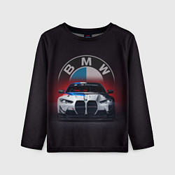 Лонгслив детский BMW на красном фоне, цвет: 3D-принт