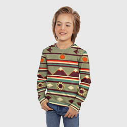 Лонгслив детский Этнический мотив с горами, цвет: 3D-принт — фото 2