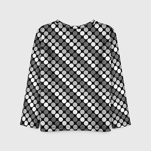 Детский лонгслив Белый серый горох на черном ретро / 3D-принт – фото 2