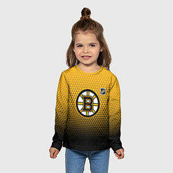 Лонгслив детский Бостон Брюинз - геометрический градиент, цвет: 3D-принт — фото 2