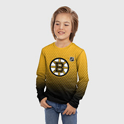 Лонгслив детский Бостон Брюинз - геометрический градиент, цвет: 3D-принт — фото 2