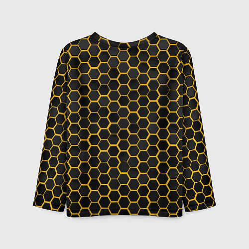 Детский лонгслив Бостон Брюинз - черные соты / 3D-принт – фото 2