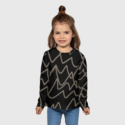 Лонгслив детский Кривые рукописные линии чёрно-коричневый, цвет: 3D-принт — фото 2