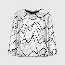 Детский лонгслив Белый с серыми волнистыми полосами