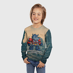 Лонгслив детский Гиппоптимус Прайм - бегемот трансформер, цвет: 3D-принт — фото 2
