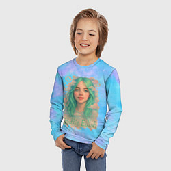 Лонгслив детский Билли Айлиш с зелеными волосами, цвет: 3D-принт — фото 2