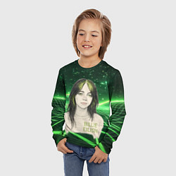 Лонгслив детский Билли Айлиш нарисована с зелеными волосами, цвет: 3D-принт — фото 2