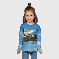 Лонгслив детский Bombardino Crocodillo мем, цвет: 3D-принт — фото 2