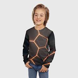 Лонгслив детский Серая текстура из сот, цвет: 3D-принт — фото 2
