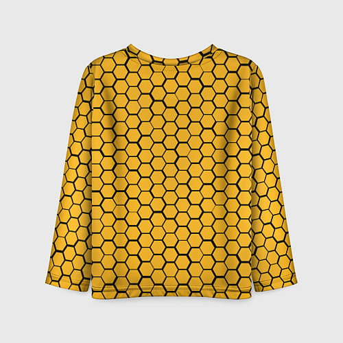 Детский лонгслив Питтсбург Пингвинз - желтые соты / 3D-принт – фото 2