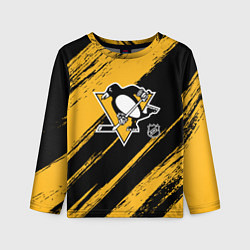 Лонгслив детский Питтсбург Пингвинз - брызги краски, цвет: 3D-принт
