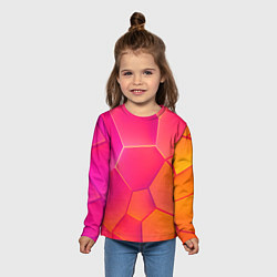 Лонгслив детский Розово-оранжевые плиты, цвет: 3D-принт — фото 2