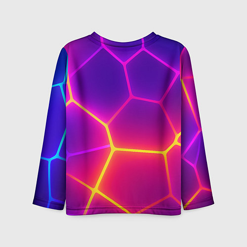Детский лонгслив Синие плиты с фиолетовым свечением / 3D-принт – фото 2