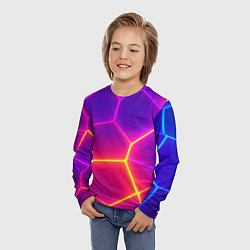 Лонгслив детский Синие плиты с фиолетовым свечением, цвет: 3D-принт — фото 2